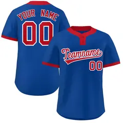 Royal Red-White Classic Two-Button Softball Jersey