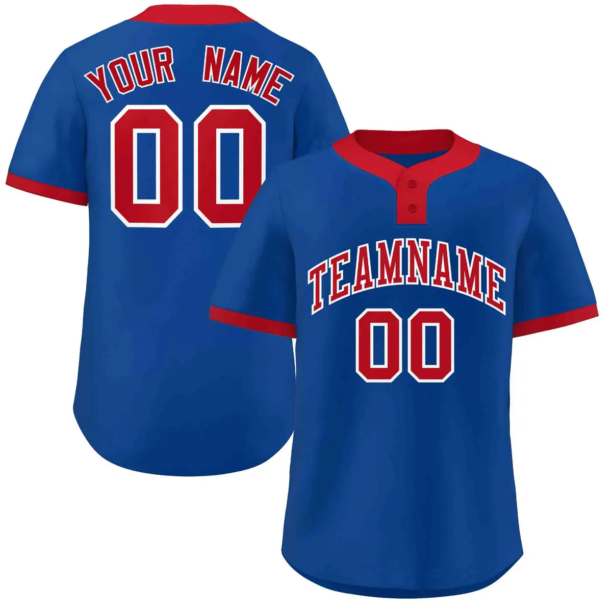 Royal Red-White Classic Two-Button Softball Jersey