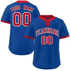 Royal Red-White Classic Two-Button Softball Jersey 1
