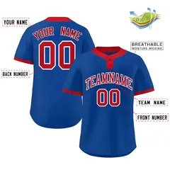 Royal Red-White Classic Two-Button Softball Jersey 2