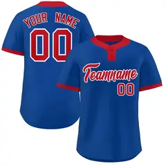 Royal Red-White Classic Two-Button Softball Jersey