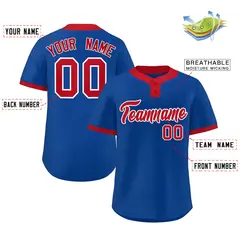 Royal Red-White Classic Two-Button Softball Jersey 2