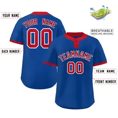 Royal Red-White Classic Two-Button Softball Jersey 2