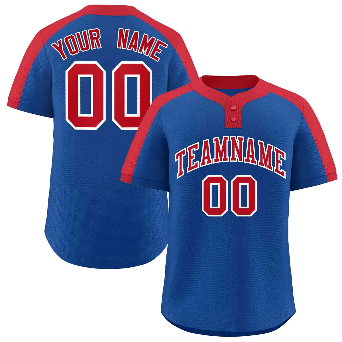 Royal Red-White Classic Two-Button Softball Jersey
