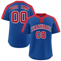 Royal Red-White Classic Two-Button Softball Jersey