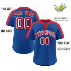 Royal Red-White Classic Two-Button Softball Jersey 2