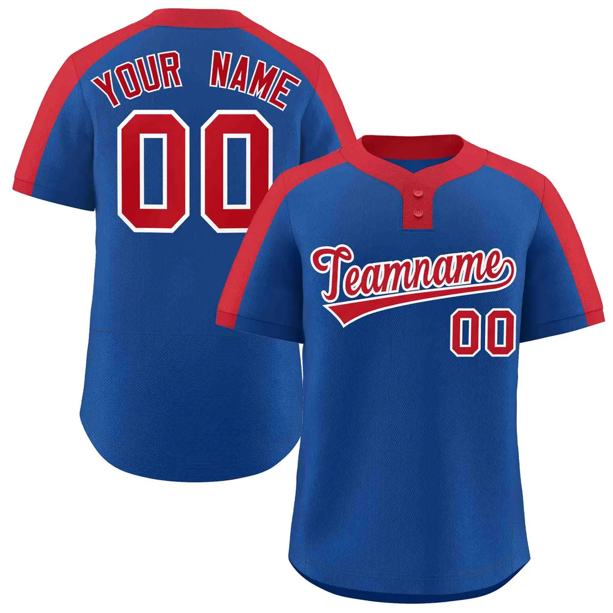 Royal Red-White Classic Two-Button Softball Jersey
