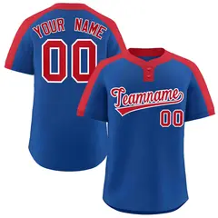 Royal Red-White Classic Two-Button Softball Jersey