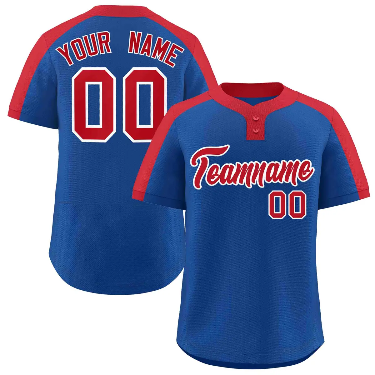 Royal Red-White Classic Two-Button Softball Jersey