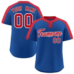 Royal Red-White Classic Two-Button Softball Jersey