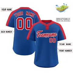 Royal Red-White Classic Two-Button Softball Jersey 2