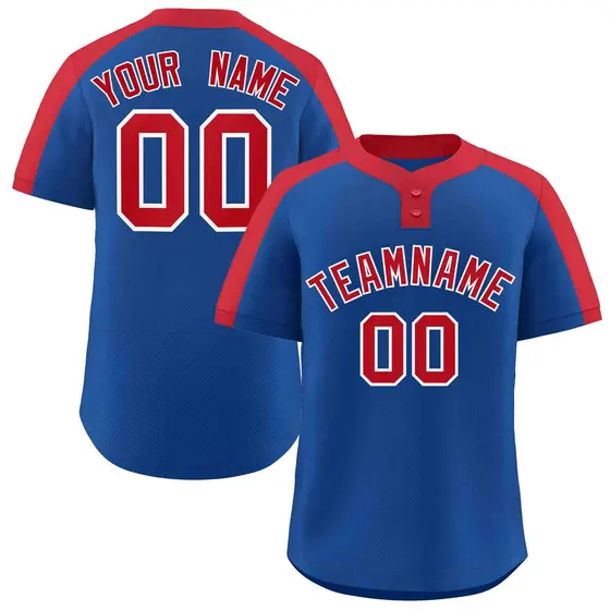 Royal Red-White Classic Two-Button Softball Jersey