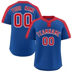 Royal Red-White Classic Two-Button Softball Jersey 1