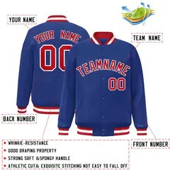 Royal Red-White Classic Varsity Full-Snap Letterman Jacket 2