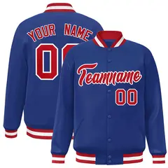 Royal Red-White Classic Varsity Full-Snap Letterman Jacket 1