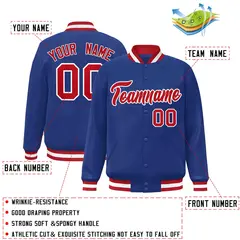 Royal Red-White Classic Varsity Full-Snap Letterman Jacket 2