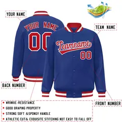 Royal Red-White Classic Varsity Full-Snap Letterman Jacket 2