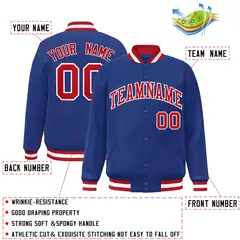 Royal Red-White Classic Varsity Full-Snap Letterman Jacket 2