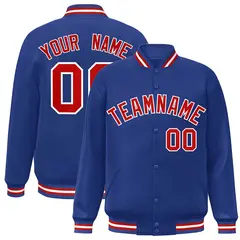 Royal Red-White Classic Varsity Full-Snap Letterman Jacket