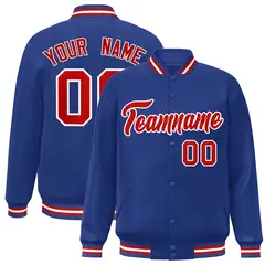 Royal Red-White Classic Varsity Full-Snap Letterman Jacket