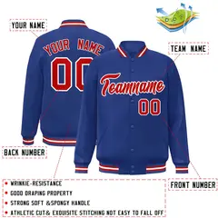 Royal Red-White Classic Varsity Full-Snap Letterman Jacket 2