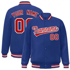 Royal Red-White Classic Varsity Full-Snap Letterman Jacket 1