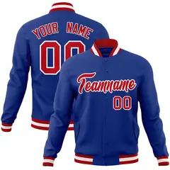 Royal Red-White Classic Varsity Full-Snap Letterman Jacket
