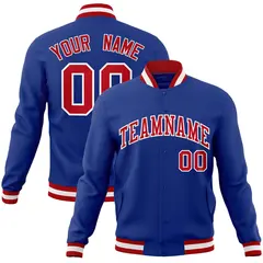 Royal Red-White Classic Varsity Full-Snap Letterman Jacket