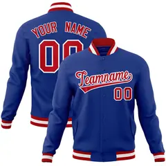 Royal Red-White Classic Varsity Full-Snap Letterman Jacket 1