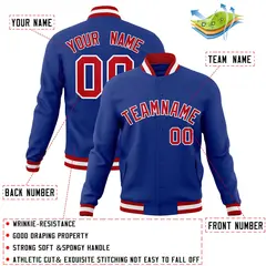 Royal Red-White Classic Varsity Full-Snap Letterman Jacket 4