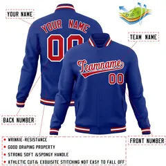 Royal Red-White Classic Varsity Full-Snap Letterman Jacket 4
