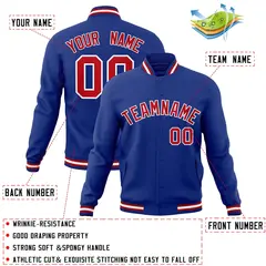 Royal Red-White Classic Varsity Full-Snap Letterman Jacket 4