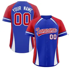 Royal Red-White Color Block Authentic Baseball Jersey 1
