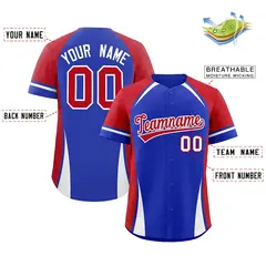 Royal Red-White Color Block Authentic Baseball Jersey 2