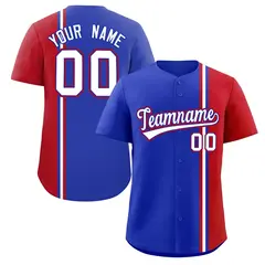 Royal Red White Color Block Authentic Baseball Jersey 1