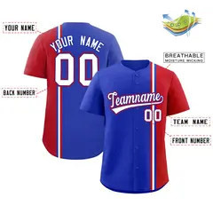 Royal Red White Color Block Authentic Baseball Jersey 2