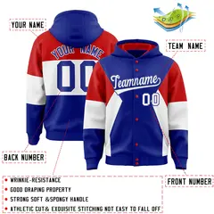 Royal Red-White Color Block Letterman Jacket Hoodie 4
