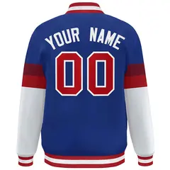 Royal Red-White Color Block Varsity Full-Snap Baseball Jacket 4