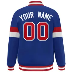 Royal Red-White Color Block Varsity Full-Snap Baseball Jacket 4