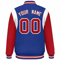 Royal Red-White Color Block Varsity Full-Snap Baseball Jacket 4