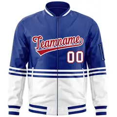 Royal Red-White Color Block Varsity Full-Zip Letterman Bomber Jacket 3