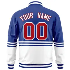 Royal Red-White Color Block Varsity Full-Zip Letterman Bomber Jacket 4