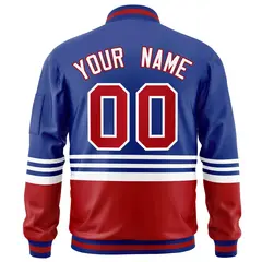 Royal Red-White Color Block Varsity Full-Zip Letterman Bomber Jacket 4
