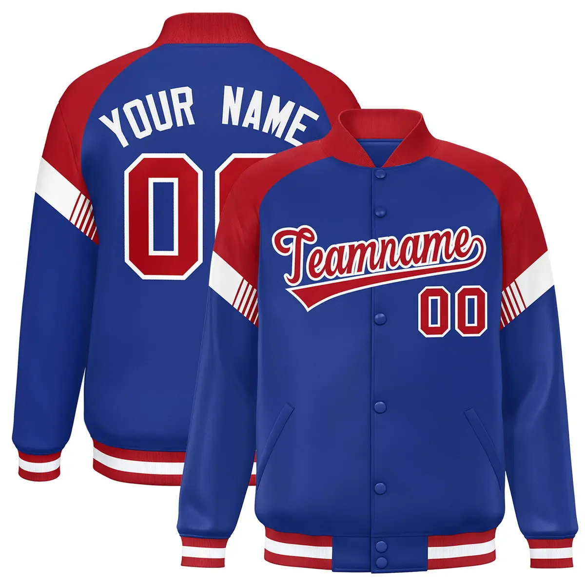Royal Red-White Color Block Varsity Letterman Jacket