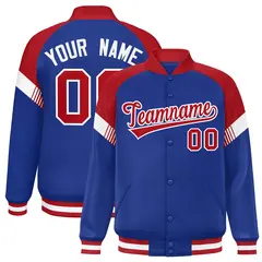 Royal Red-White Color Block Varsity Letterman Jacket 1