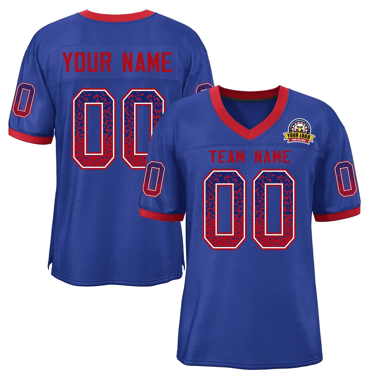 Royal Red-White Drift Fashion Mesh Authentic Football Jersey