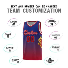Royal Red-White Flame Gradient Basketball Jersey 4