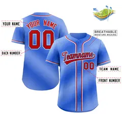 Royal Red-White Gradient Fashion Authentic Baseball Jersey 2