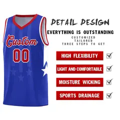 Royal Red White Gradient Star Graffiti Basketball Jersey 2