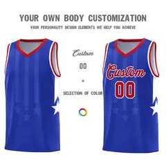 Royal Red White Gradient Star Graffiti Basketball Jersey 3